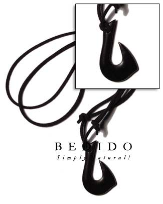 Black Carabao Horn Hook Surfer Necklace