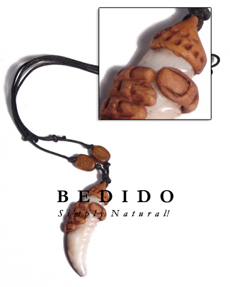 Cowrie Tiger Shell Fang Tribal Clay Necklace
