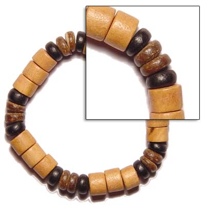 Elastic Wood And Coco Wooden Bracelets