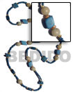 blue wood beads / Bohemian Necklace
