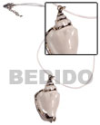 Cebu Shell Necklace Plain White Rubber Cord With White Canarium Pendant Products - Cebujewelry.com