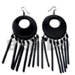 Cebu Wooden Earrings Dangling 50mm Round Natural Black Wood With Products - Cebujewelry.com