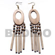 Cebu Wooden Earrings Dangling 45mmx30mm Oval Ambabawod Wood With 22mmx15mm Products - Cebujewelry.com