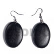 Cebu Wooden Earrings Dangling Oval 38mmx27mm Natural Wood In Black Products - Cebujewelry.com