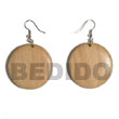 Cebu Wooden Earrings Dangling Round 32mm Natural Wood With Clear Products - Cebujewelry.com