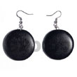 Cebu Wooden Earrings Dangling Round 32mm Natural Wood In Black Products - Cebujewelry.com