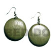 Cebu Wooden Earrings Dangling Round 32mm Natural Wood In Olive Products - Cebujewelry.com