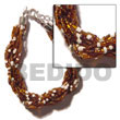Glass Beads Bracelets 12 Rows Brown/white Twisted Glass Beads Bracelets Products - Cebujewelry.com