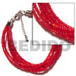 6 rows red multi Glass Beads Bracelets