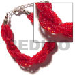 Glass Beads Bracelets 12 Rows Red Twisted Glass Beads Bracelets Products - Cebujewelry.com