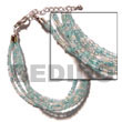 6 rows aqua blue/clear Glass Beads Bracelets
