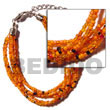 6 rows orange multi Glass Beads Bracelets