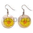 Hand Painted Earrings Dangling 35mm Round Hammershell Hand Painted Earrings Products - Cebujewelry.com