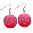 Hand Painted Earrings 35mm Round Pink Capiz Hand Painted Earrings Products - Cebujewelry.com