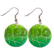 Hand Painted Earrings 35mm Round Green Capiz Hand Painted Earrings Products - Cebujewelry.com