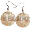 Hand Painted Earrings 35mm Round Hammershell W/ Hand Painted Earrings Products - Cebujewelry.com