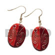 Hand Painted Earrings Dangling Handpainted And Colored Oval 35mmx26mm Kabibe Products - Cebujewelry.com