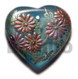 Hand Painted Pendant Heart 35mm Transparent Blue Hand Painted Pendant Products - Cebujewelry.com