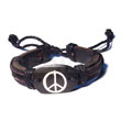Leather Bracelets Surfer Leather Bracelet Peace Symbol Products - Cebujewelry.com