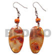 Shell Earrings Dangling 21x27mm Oval Orange Shell Earrings Products - Cebujewelry.com