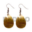 Shell Earrings Dangling Teardrop Brownlip 20mmx30mm Shell Earrings Products - Cebujewelry.com