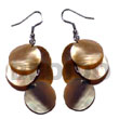 Shell Earrings Dangling 5 Pcs. Round 15mm Brownlip Products - Cebujewelry.com