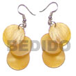 Shell Earrings Dangling 3Pcs. Round 15mm Orange Hammershell Products - Cebujewelry.com