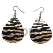 Shell Earrings Dangling 40mmx34mm Teardrop Mop With Animal Print Products - Cebujewelry.com