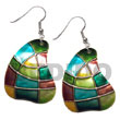 Shell Earrings Dangling Handpainted And Colored Round 40mm Kabibe Products - Cebujewelry.com