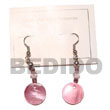 Shell Earrings Dangling Round 25mm Pink Shell Earrings Products - Cebujewelry.com