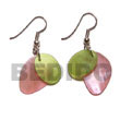 pink/green dangling hammershell Shell Earrings