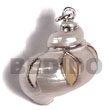 Shell Pendants White Turbo Shell Molten Silver Metal Pendant Products - Cebujewelry.com