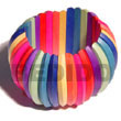 elastic multicolored natural white Wooden Bangles